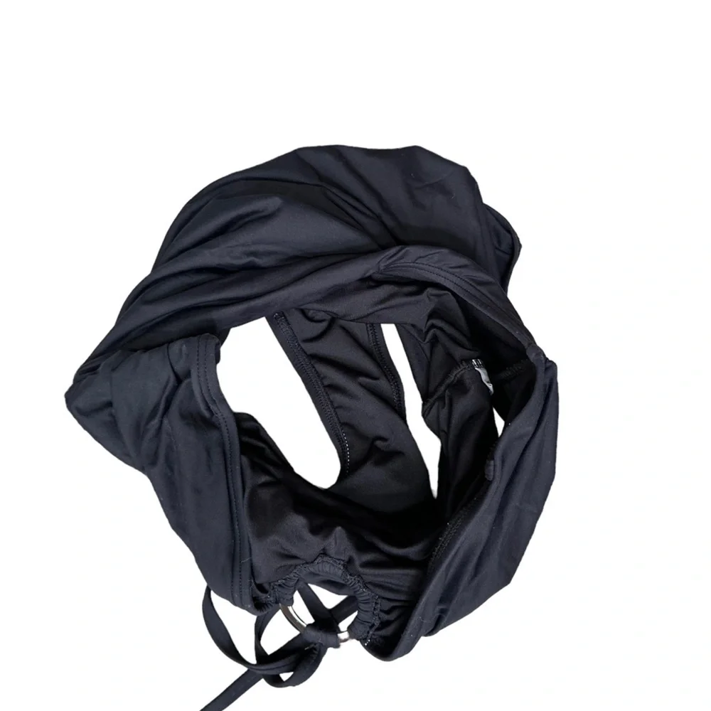 Michael Kors‎ Michael Halter Logo Ring One Piece Swimsuit in Black Size: 10